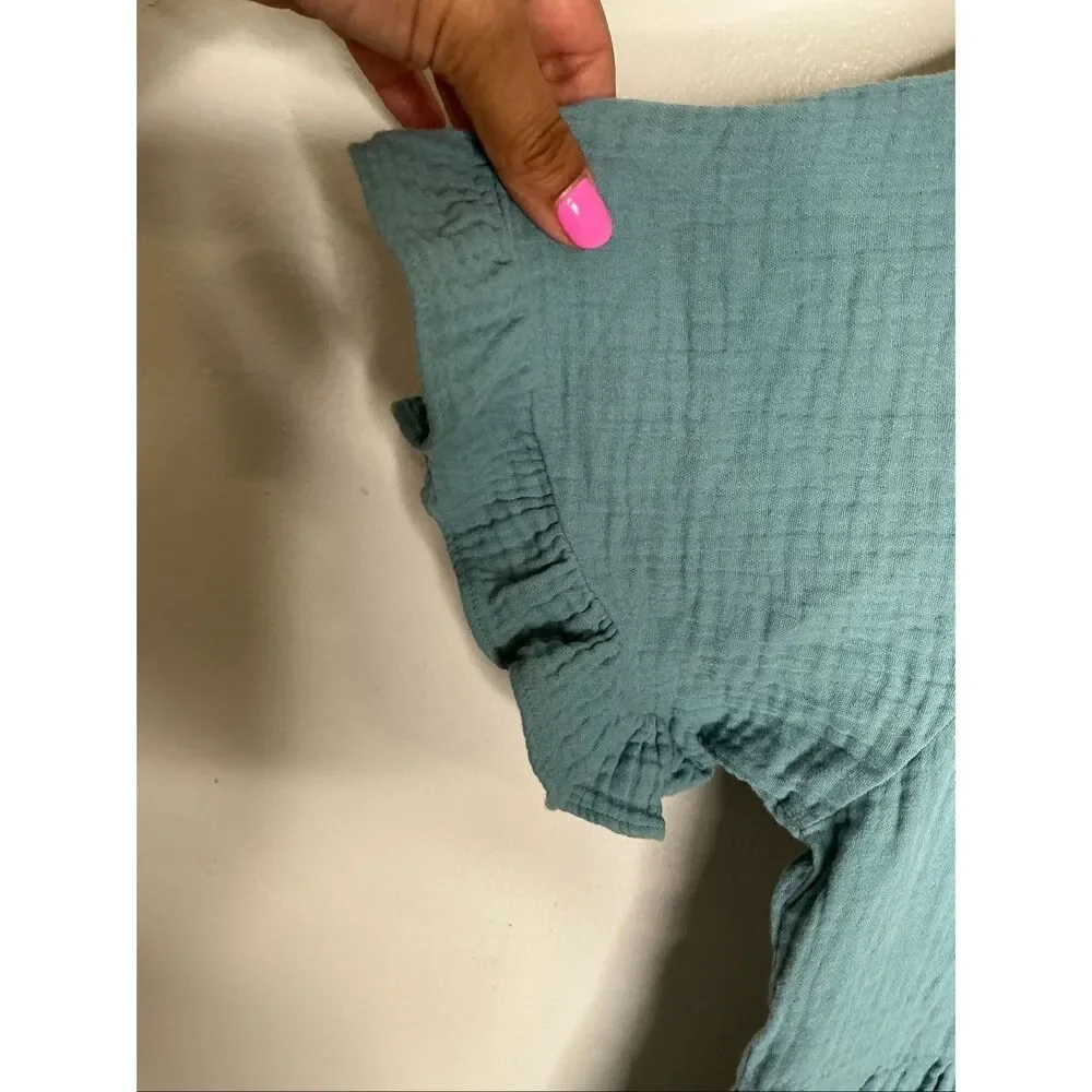 Madewell Ruffle Sleeve Easy Minidress | Green in Small